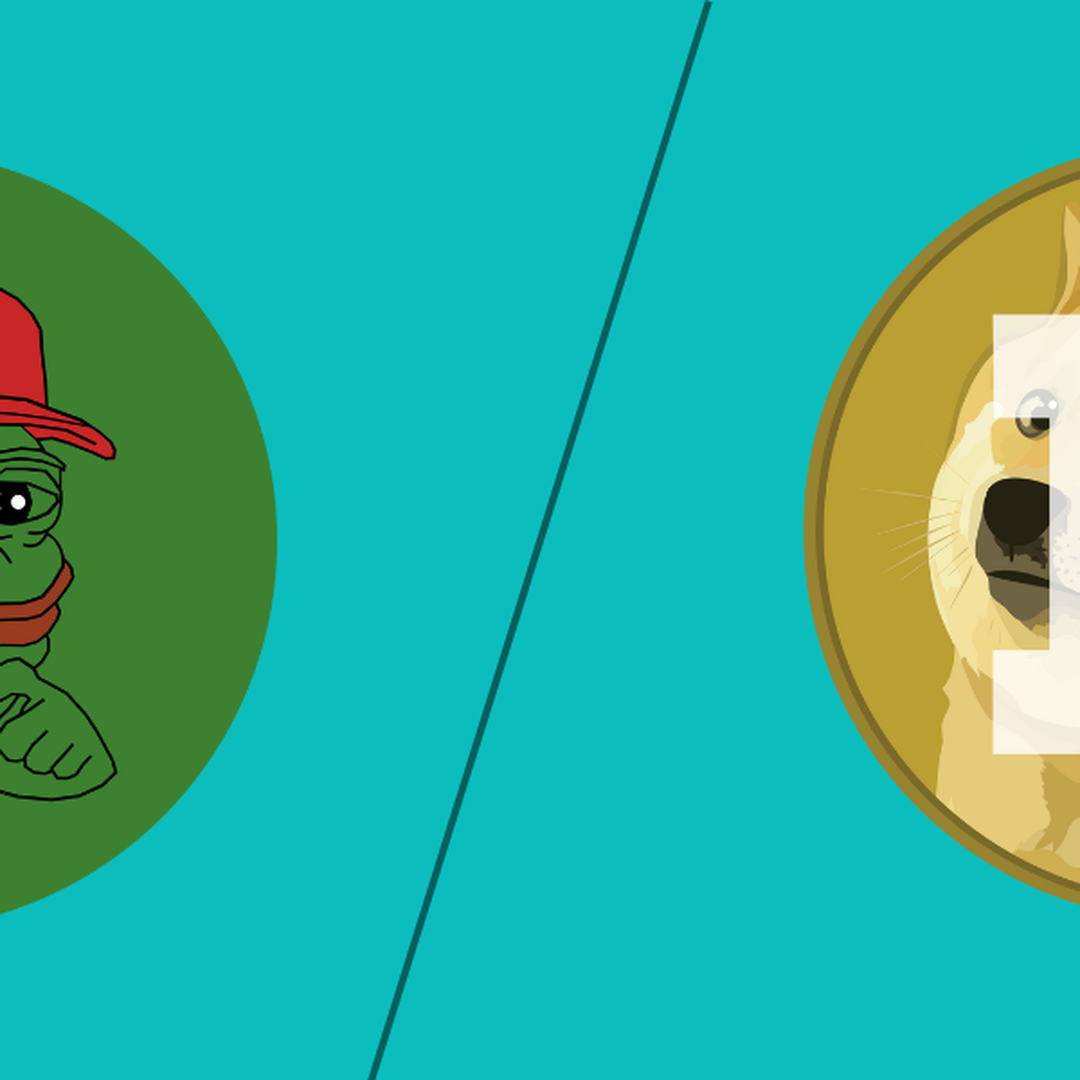 Dogecoin and Pepe community crowd meme illustration